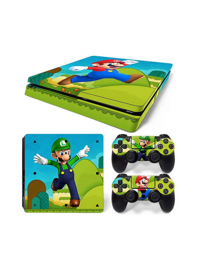 Vinyl Decal - Console And Controller Sticker Set For PlayStation 4 Slim Super Mario - Image 1