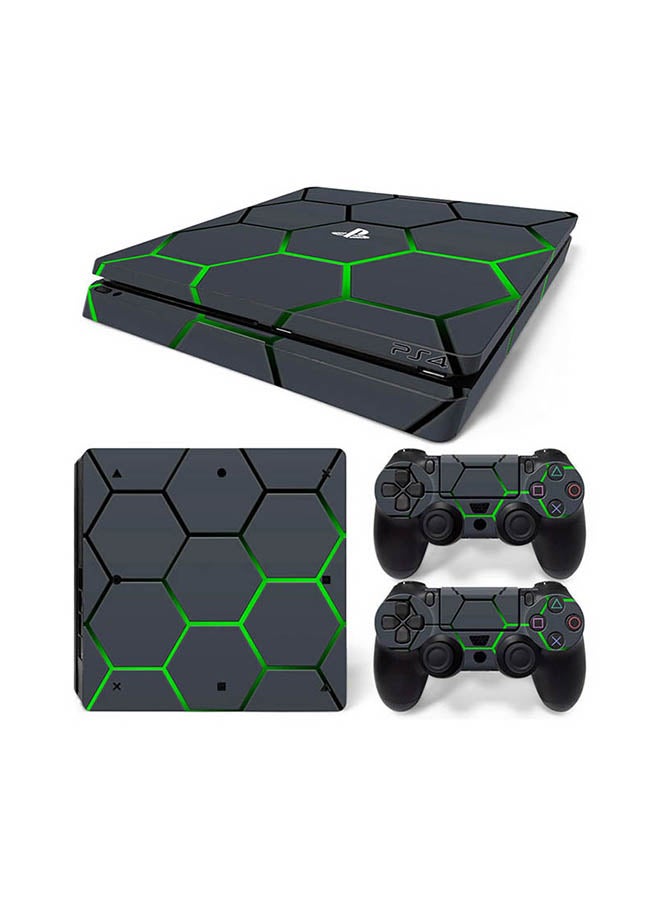 Vinyl Decal - Console And Controller Sticker Set For PlayStation 4 Slim Lava Green - Image 1