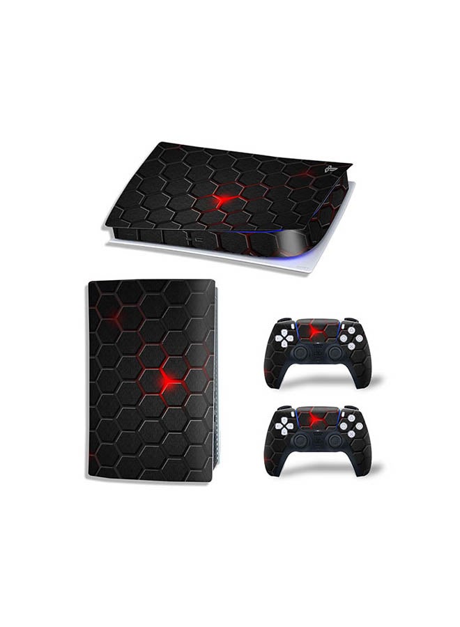 Vinyl Decal - Console And Controller Sticker Set For PlayStation 5 Digital Version Black Red - Image 1