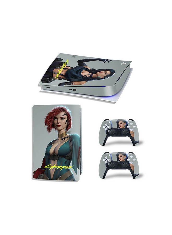 Vinyl Decal - Console And Controller Sticker Set For PlayStation 5 Digital Version Cyberpunk - Image 1