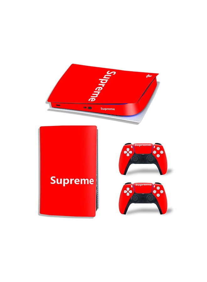 Console And Controller Sticker Set For PlayStation 5 Digital Version Supreme Red