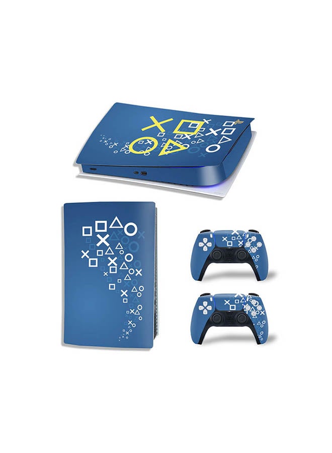 Vinyl Decal Console And Controller Sticker Set For PlayStation 5 Digital Version Blue