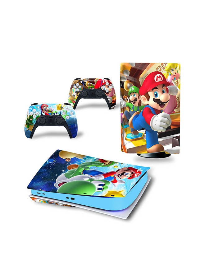 Console And Controller Sticker Set For PlayStation 5 Disc Version Super Mario