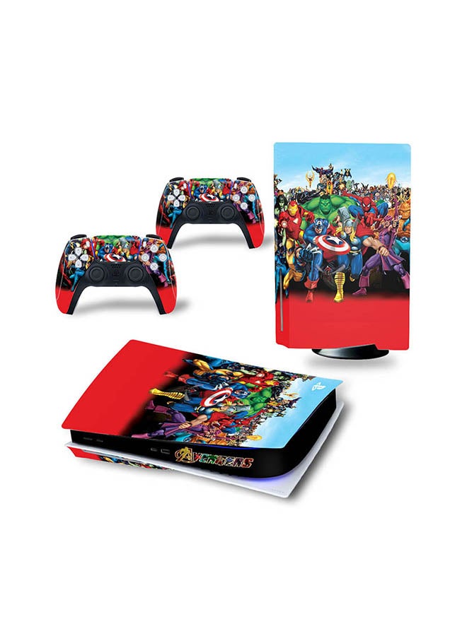Vinyl Decal - Console And Controller Sticker Set For PlayStation 5 Disc Version Marvel - Image 1