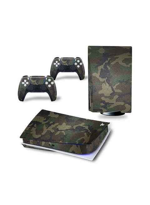 Console And Controller Sticker Set For PlayStation 5 Disc Version Camouflage