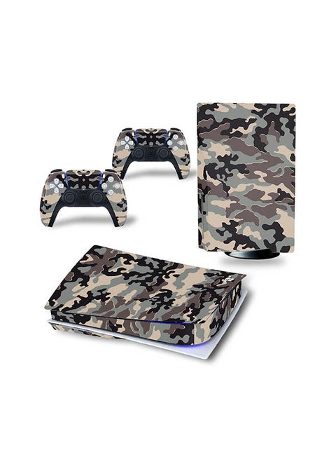Console And Controller Sticker Set For PlayStation 5 Disc Version Camouflage