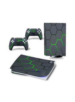 Console And Controller Sticker Set For PlayStation 5 Disc Version Grey Green