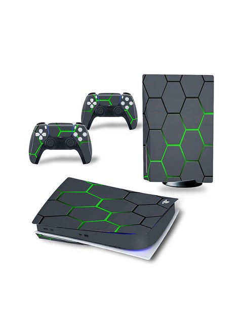 Console And Controller Sticker Set For PlayStation 5 Disc Version Grey Green