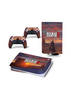 Console And Controller Sticker Set For PlayStation 5 Disc Version Red Dead