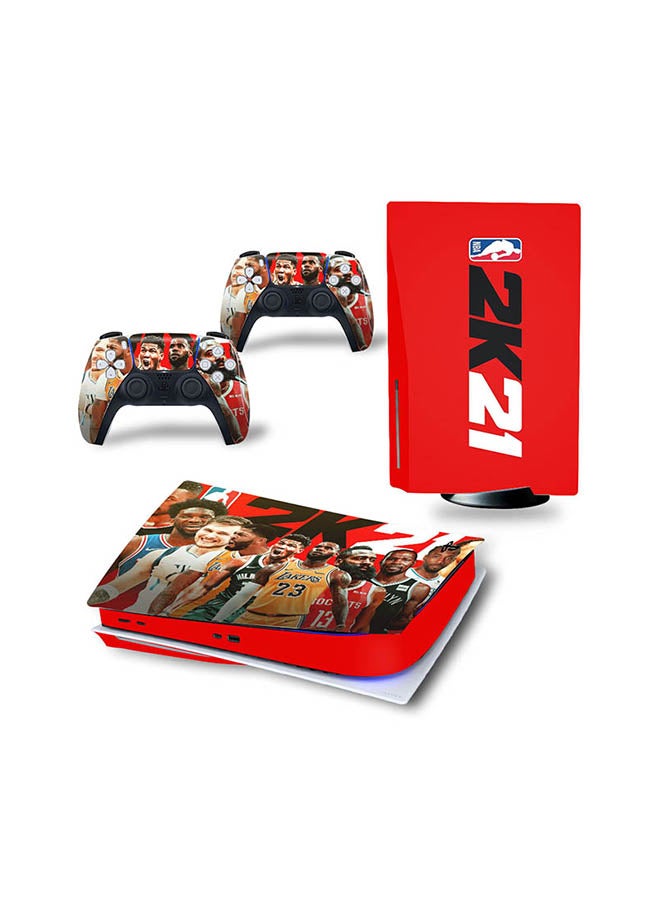 Vinyl Decal - Console And Controller Sticker Set For PlayStation 5 Disc Version NBA 2K21 - Image 1