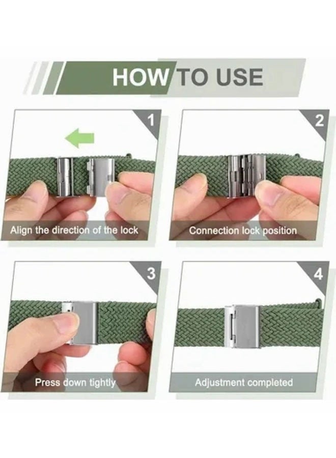 موكوم سوار معصم قابل للتعديل بحلقة مطاطية مضفرة مع أبازيم لساعة آي ووتش سيريز 6/SE/5/4/3/2/1 مقاس 40-38 مم أخضر - Image 2