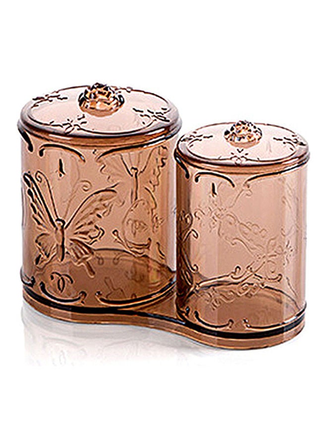 Retro Dust Proof Cotton Pad Holder Storage Box Brown 17x13x10cm 