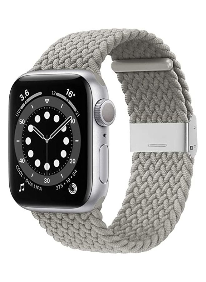 موكوم سوار معصم قابل للتعديل بحلقة مطاطية مضفرة مع أبازيم لساعة آي ووتش سيريز 6/SE/5/4/3/2/1 مقاس 44-42 مم آش - Image 1