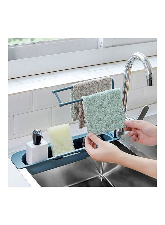 Adjustable Kitchen Soap Drain Storage Rack Tray Blue 10x38x6cm  - Image 2