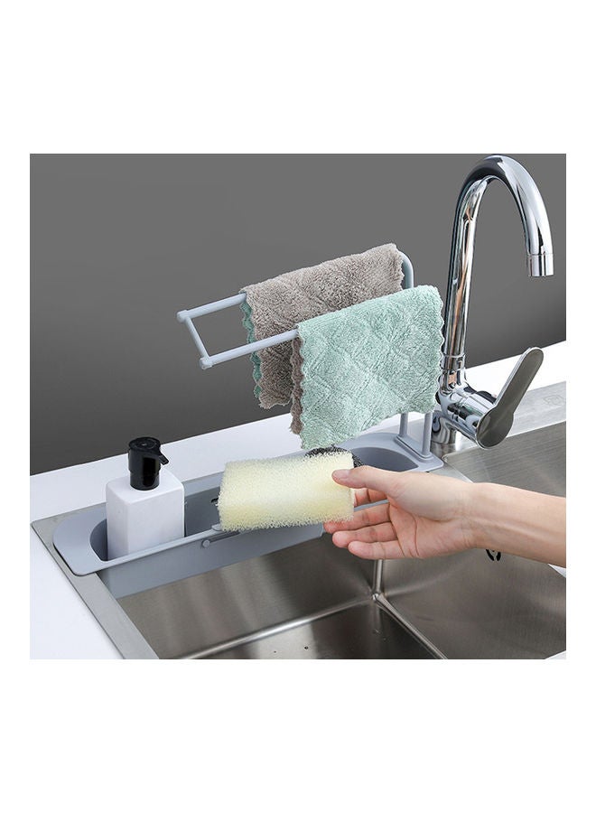 Adjustable Kitchen Soap Drain Storage Rack Tray Blue 10x38x6cm  - Image 4