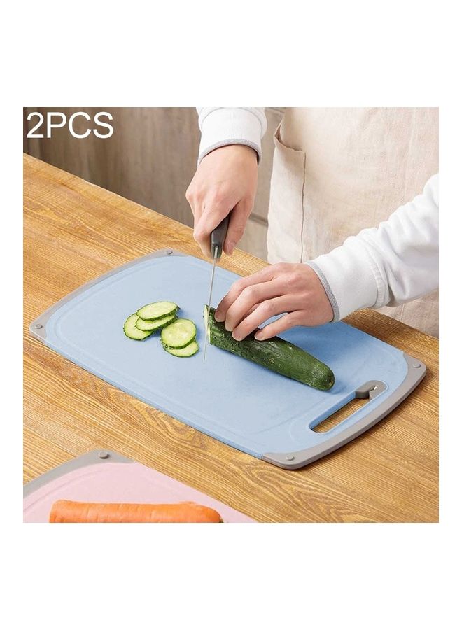 Generic - 2 -Piece Plastic Antibacterial Cutting Board Heat Resistant Non-slip Anti-Overflow Chopping And Fruit Meat Cutting Boards Blue - Image 1