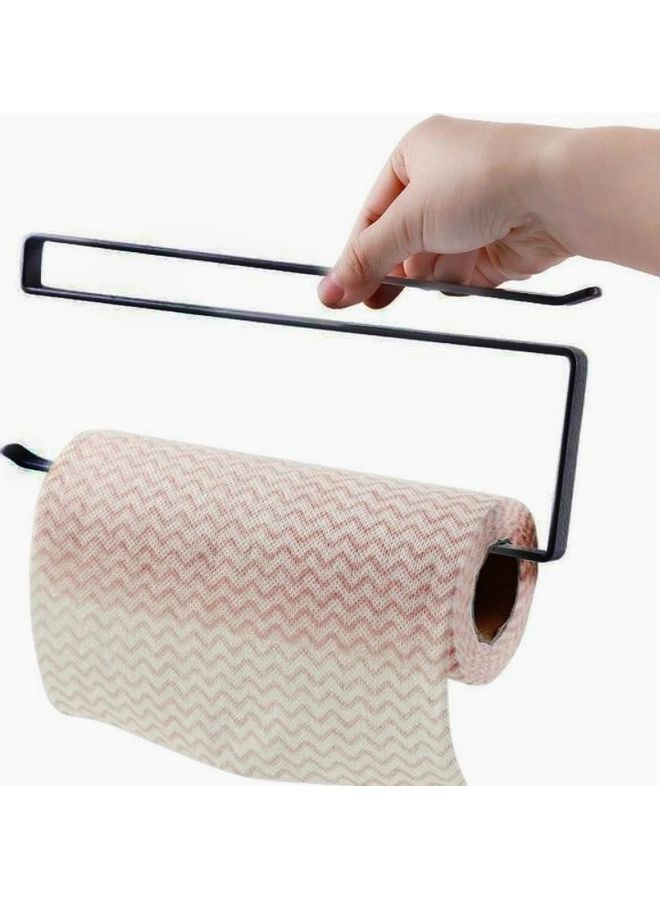 طقم رف لتعليق المناشف الورقية في خزانة المطبخ من 3 قطع أسود 10x7x2.5سم  - Image 1