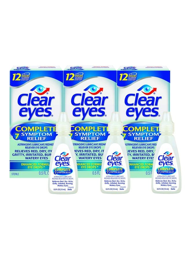 Clear Eyes Pack of 3 Complete Symptom Relief Eye Drops  - Image 1