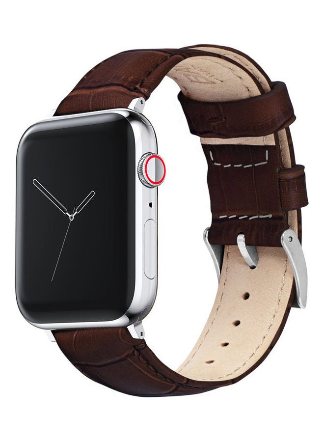 موكوم سوار بديل من الجلد مزود بأبازيم لساعة أبل سيريز 6/SE/5/4/3/2/1 بني كروكودايل - Image 2