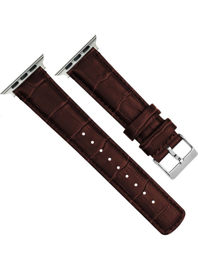 موكوم سوار بديل من الجلد مزود بأبازيم لساعة أبل سيريز 6/SE/5/4/3/2/1 بني كروكودايل - Image 1