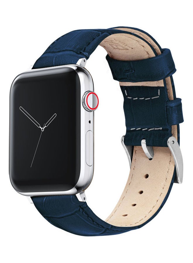 موكوم سوار بديل من الجلد مزود بأبازيم لساعة أبل سيريز 6/SE/5/4/3/2/1 أزرق كروكودايل - Image 2