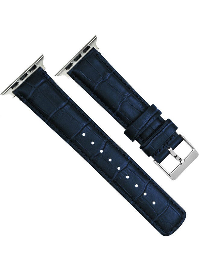 موكوم سوار بديل من الجلد مزود بأبازيم لساعة أبل سيريز 6/SE/5/4/3/2/1 أزرق كروكودايل - Image 1