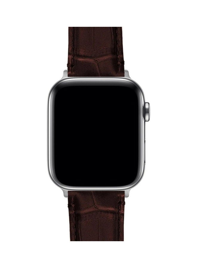 موكوم سوار بديل من الجلد مزود بأبازيم لساعة أبل سيريز 6/SE/5/4/3/2/1 بني كروكودايل - Image 3