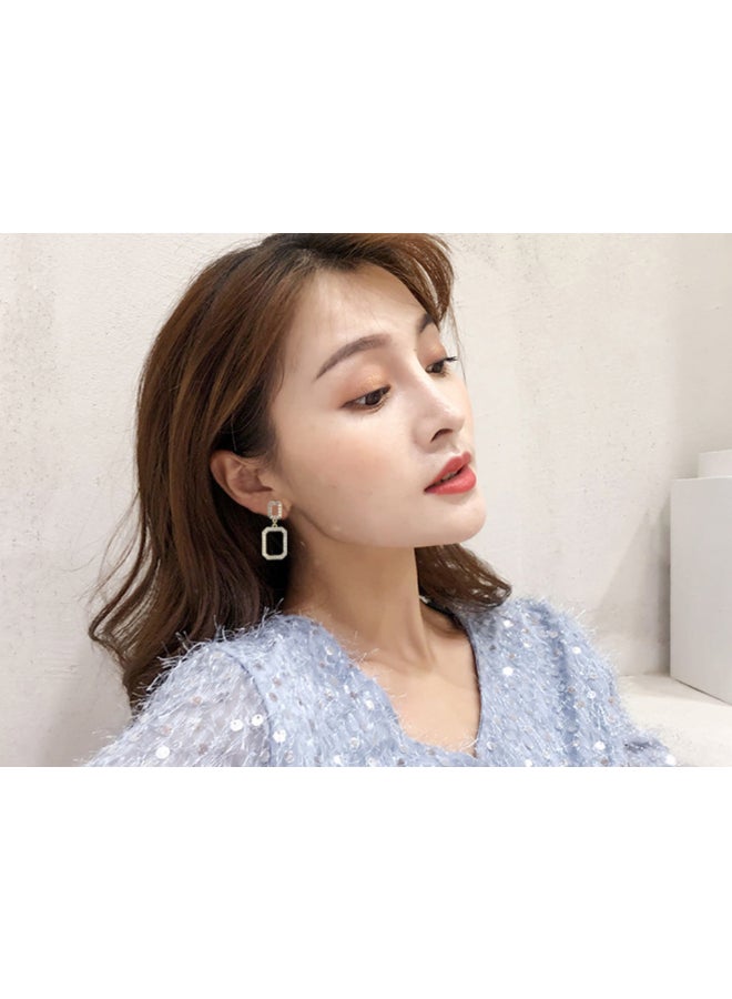 J.J Hand made Rhinestone Rectangle Fashionable Earrings - Image 4