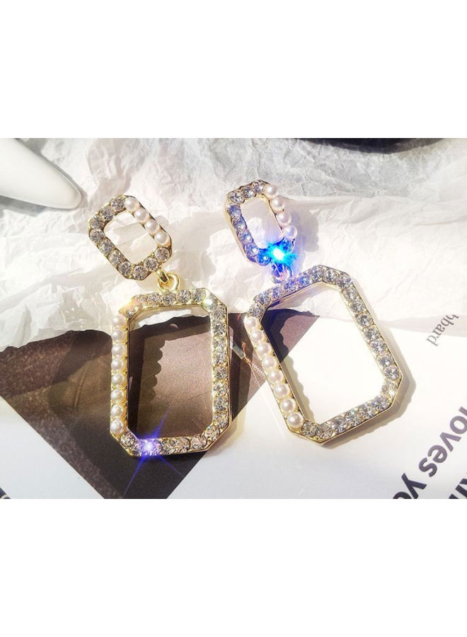 J.J Hand made Rhinestone Rectangle Fashionable Earrings - Image 3