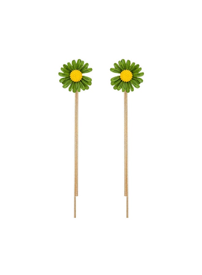 J.J Hand made - Daisy Long Tassel Flower Earrings - Image 1