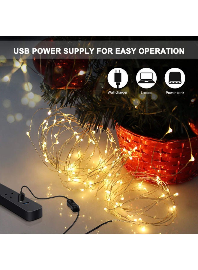 شريط إضاءة بمنفذ USB مكون من 120 مصباح بإضاءة LED أصفر - Image 4