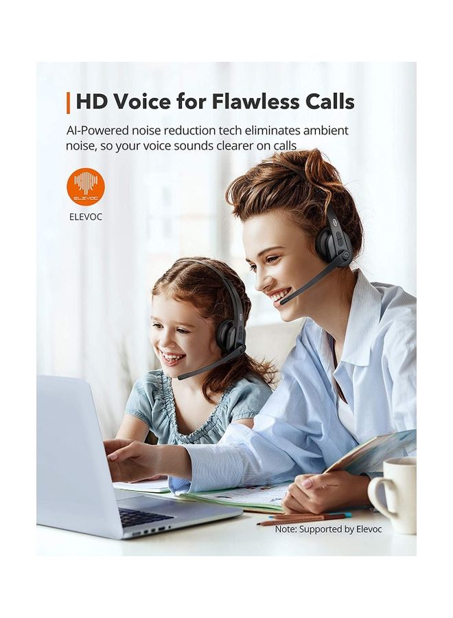 TaoTronics - Bluetooth Headset with Noise Cancelling Microphone Black - Image 1