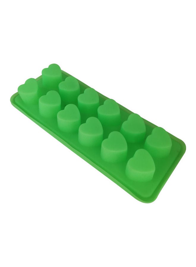 12 Cavity Heart Shape Mold Green 25x10x3cm