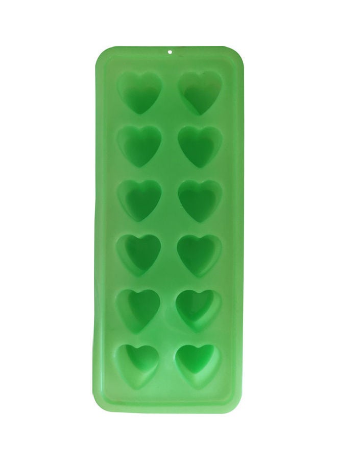 12 Cavity Heart Shape Mold Green 25x10x3cm
