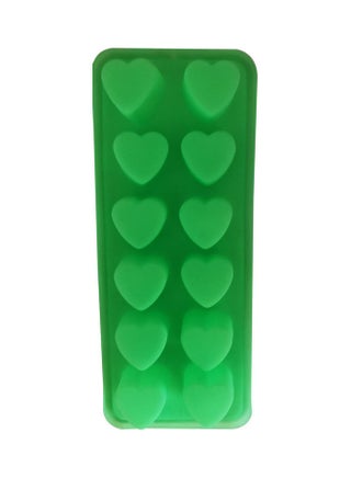 12 Cavity Heart Shape Mold Green 25x10x3cm - v1622977544/N47997952A_1