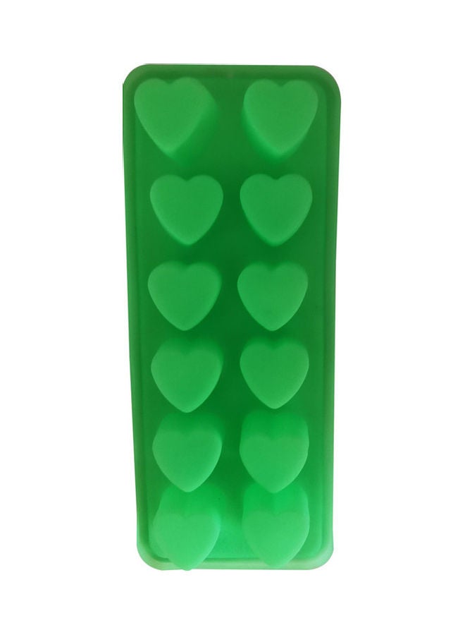 12 Cavity Heart Shape Mold Green 25x10x3cm