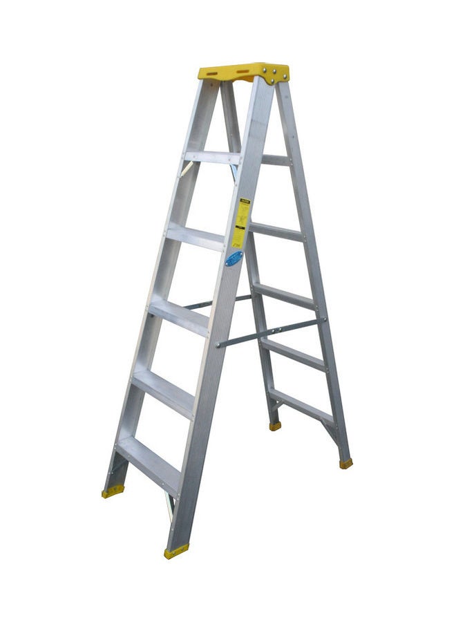 Penguin Aluminium Double Side Plastic Top Ladder Silver 179.5x15x50.5cm  - Image 1