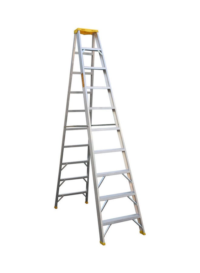 Penguin Aluminium Double Side Plastic Top Ladder Silver 300x15x63cm  - Image 1