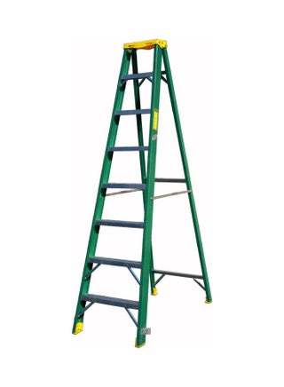 Fiber Glass Single Sided Ladder Green 242x16x64cm - v1622982405/N48001487A_1
