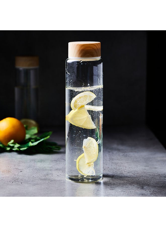 Home Box - Borosilicate Water Bottle With Wooden Lid Clear - Image 1