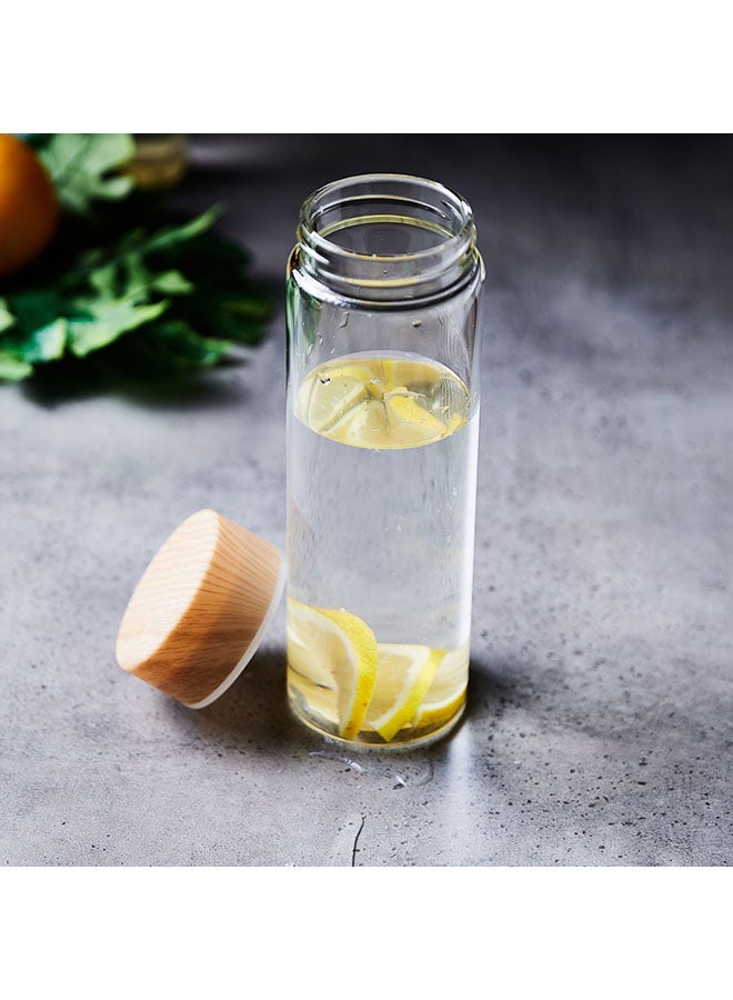 Home Box - Borosilicate Water Bottle With Wooden Lid Clear - Image 1