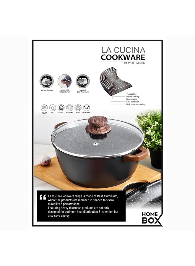 Home Box 8-Piece Die Cast Aluminium Cookware Set Black with Gold Dots 28cm  - Image 2