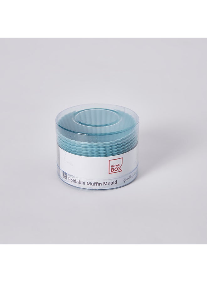 هوم بوكس مجموعة من 6 قوالب قابلة للطي من السيليكون لصنع المافن أزرق 7x3سم - Image 2