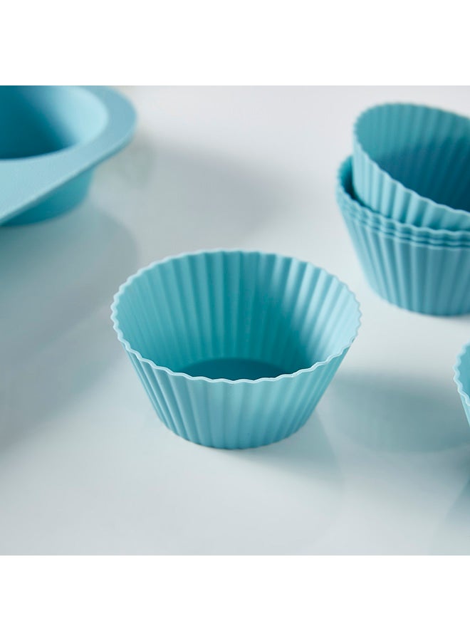 هوم بوكس مجموعة من 6 قوالب قابلة للطي من السيليكون لصنع المافن أزرق 7x3سم - Image 3