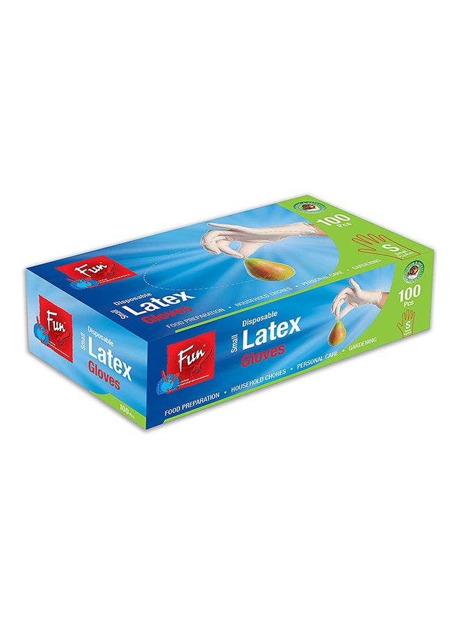 Fun 100-Pieces Powdered Latex Disposable Gloves White Small  - Image 1