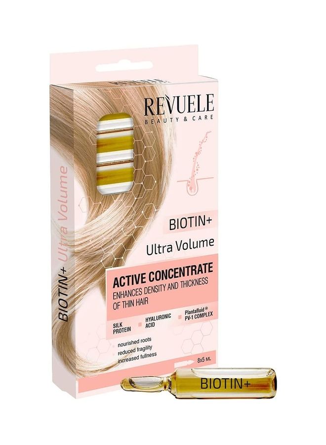 REVUELE Biotin+ Ultra Volume Active Hair Concentrate Ampoules Clear 8x5ml