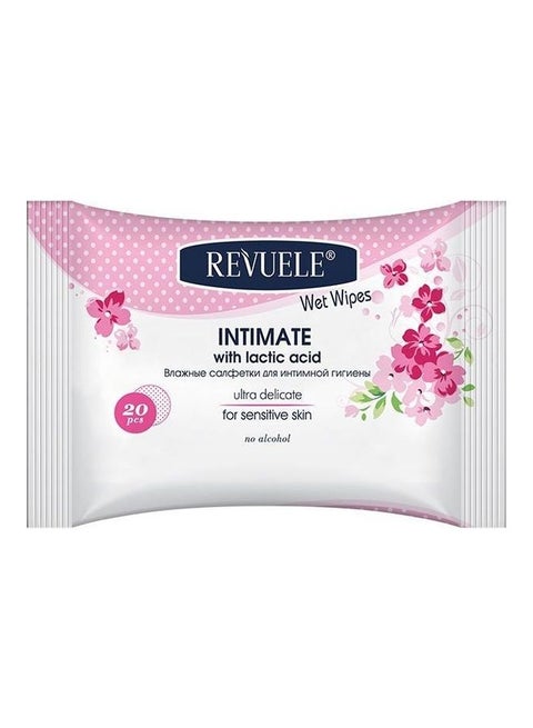 20-Piece Intimate With Lactic Acid Wet Wipes White