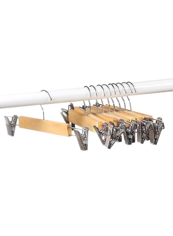 ZENHOME 10 Piece Wooden Hangers With Clips Beige - Image 2
