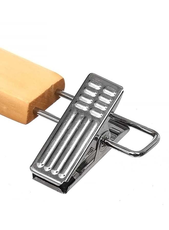 ZENHOME 10 Piece Wooden Hangers With Clips Beige - Image 3