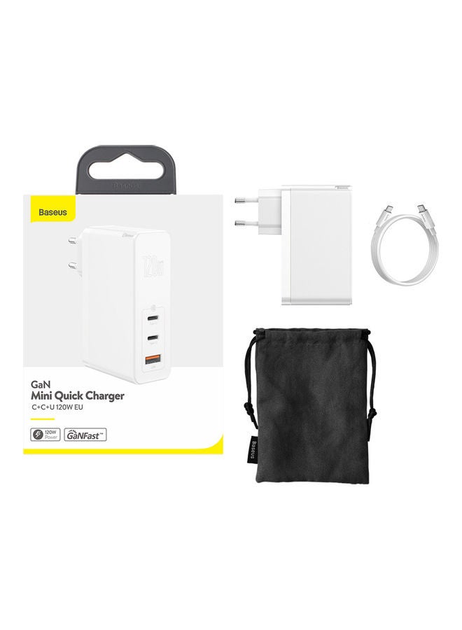 Baseus Triple Port Mini Quick Charger White - Image 1
